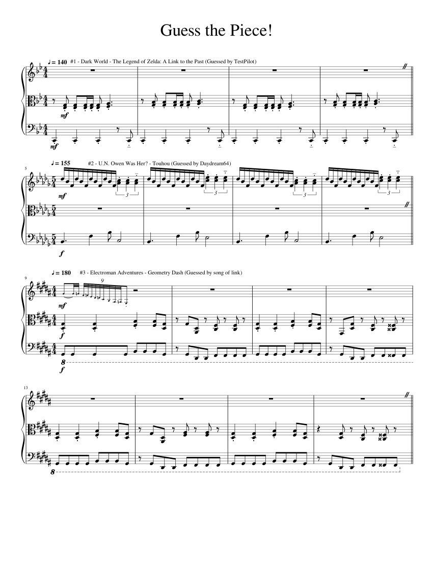 Guess the Song! (Updated 5/21) Sheet music for Piano | Download free in
