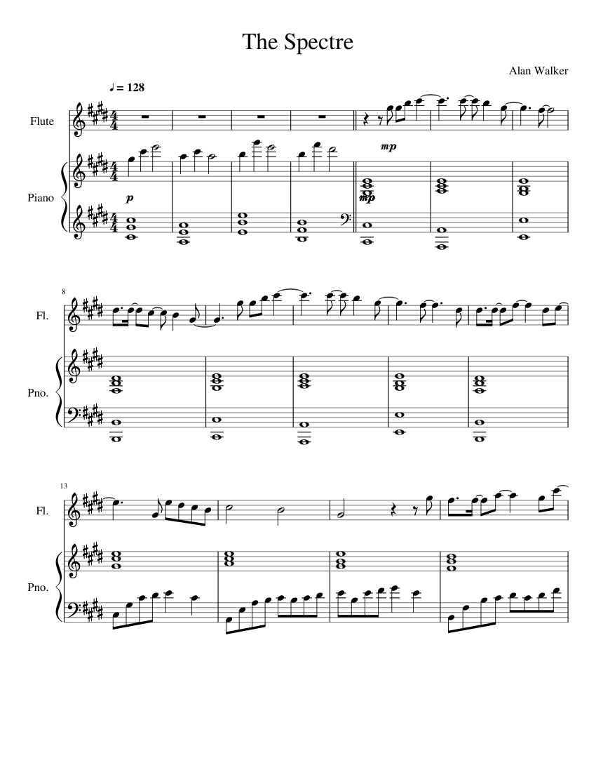 The Spectre sheet music for Flute, Piano download free in PDF or MIDI