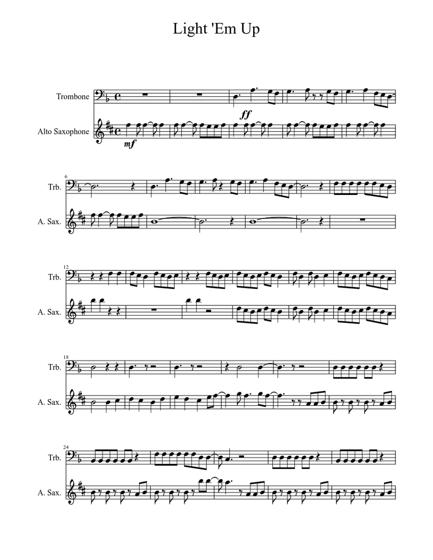 Light 'Em Up Sheet music for Trombone, Alto Saxophone Download free