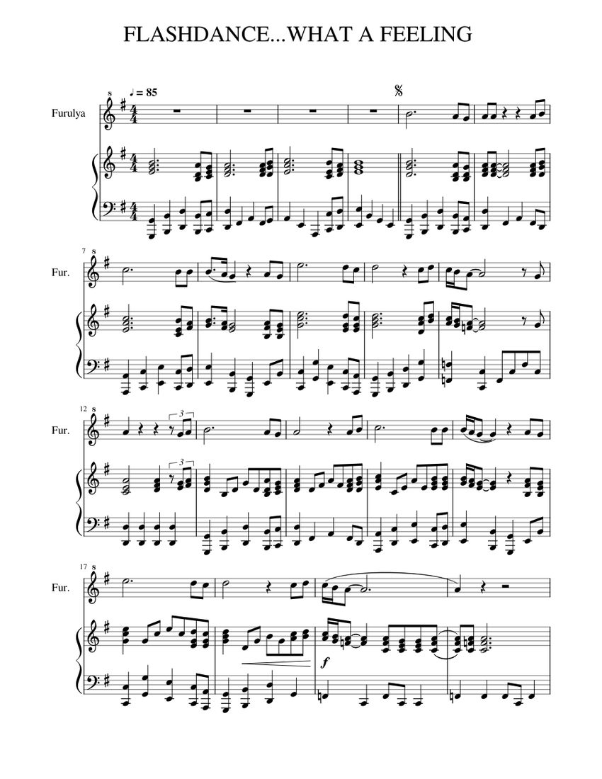 FLASHDANCE...WHAT_A_FEELING Sheet music for Piano, Recorder (Solo