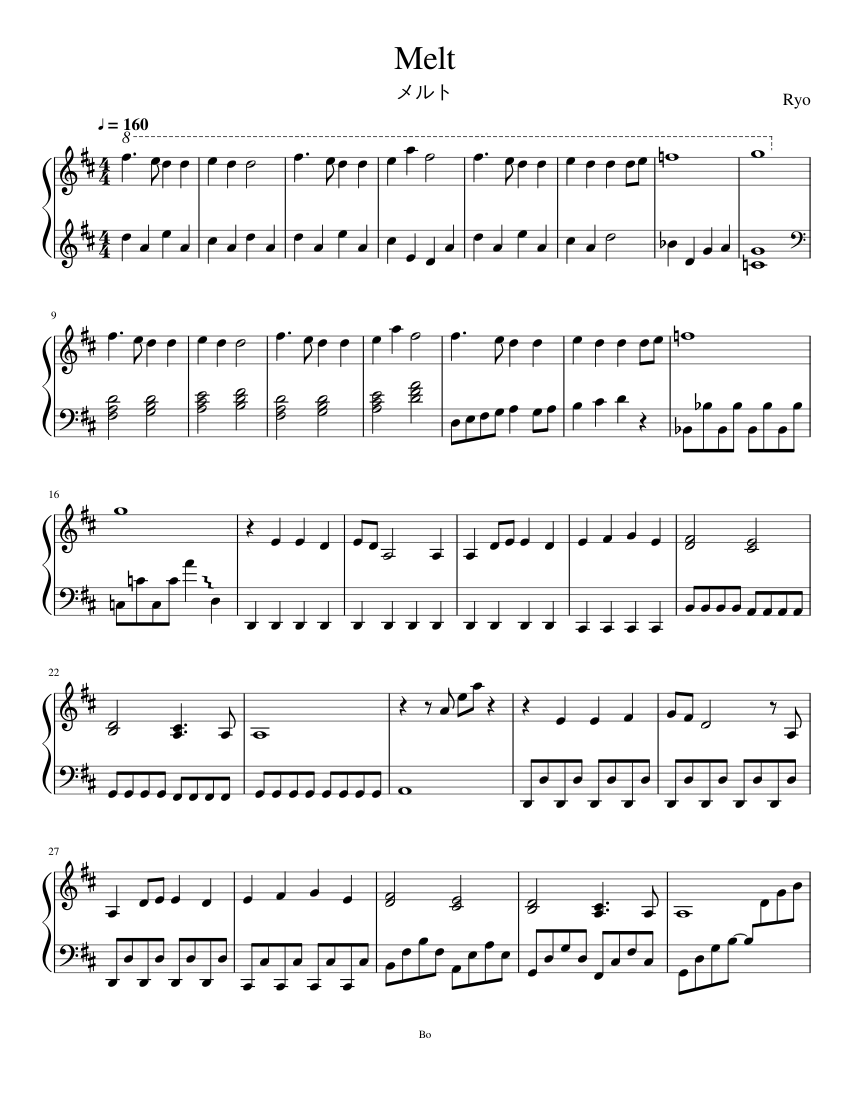 融化》乐谱，由Ryo作曲 - 1 of 4 pages