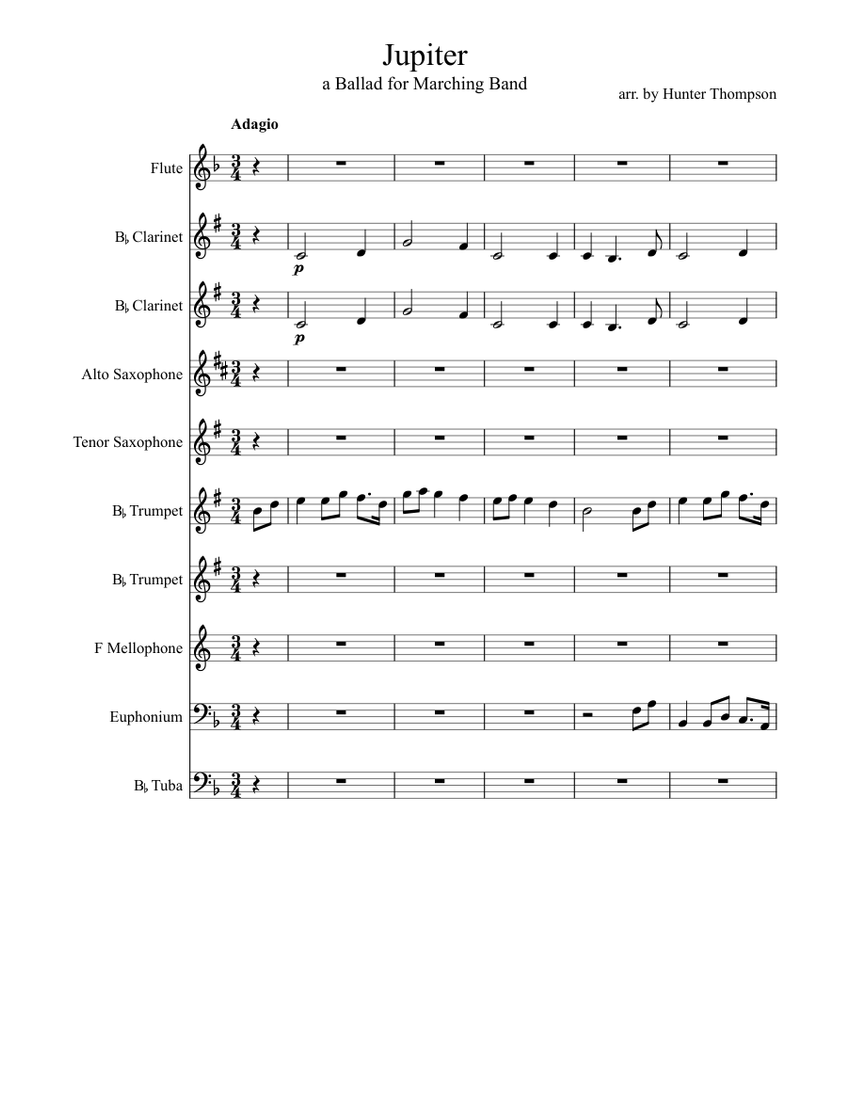 Jupiter from The by Gustav Holst Sheet music for Flute
