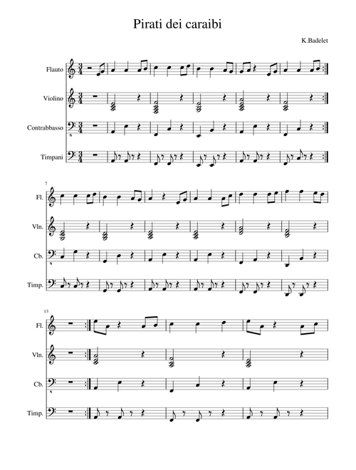 Sheet Music For Violin Contrabass With 4 Instruments Musescore Com