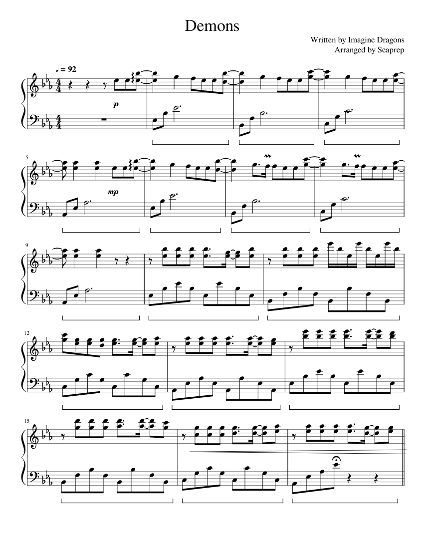 Demons Imagine Dragons Sheet music for Piano | Download free in PDF or