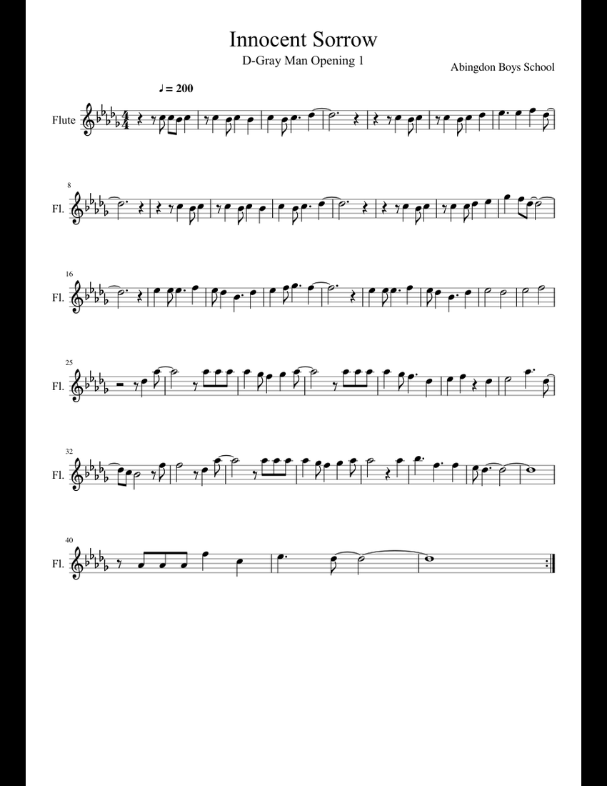 D Gray Man Musician Piano Sheet