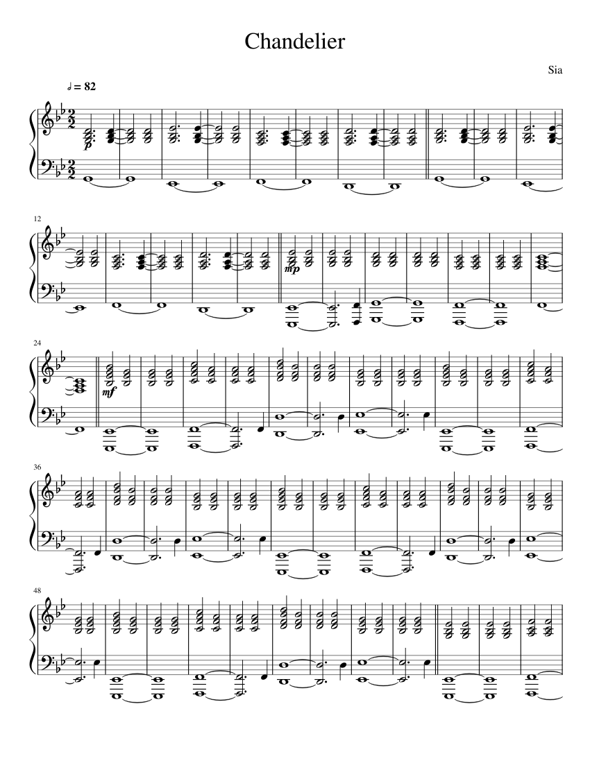 Chandelier sheet music for Piano download free in PDF or MIDI