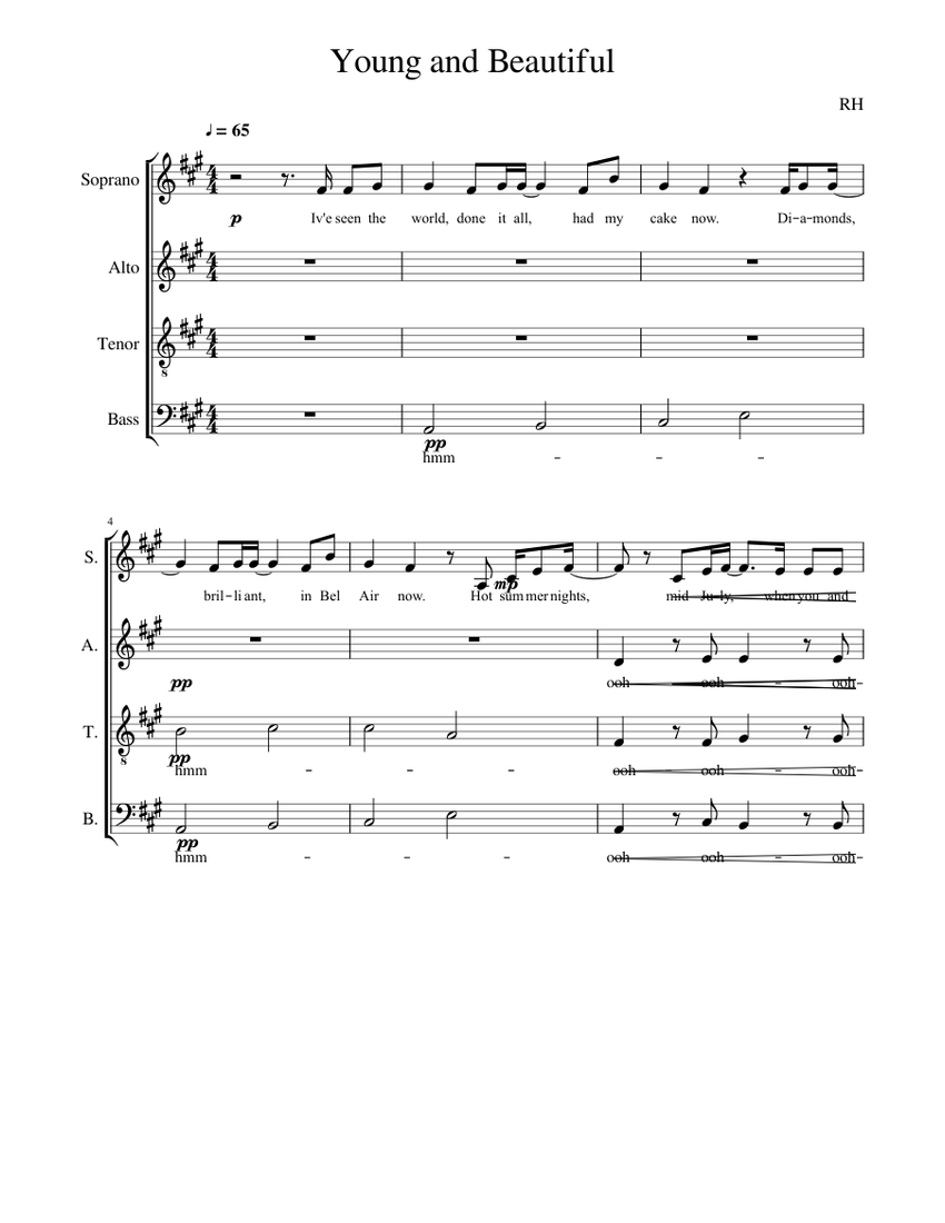 Young and beautiful sheet music for voice download free in pdf or