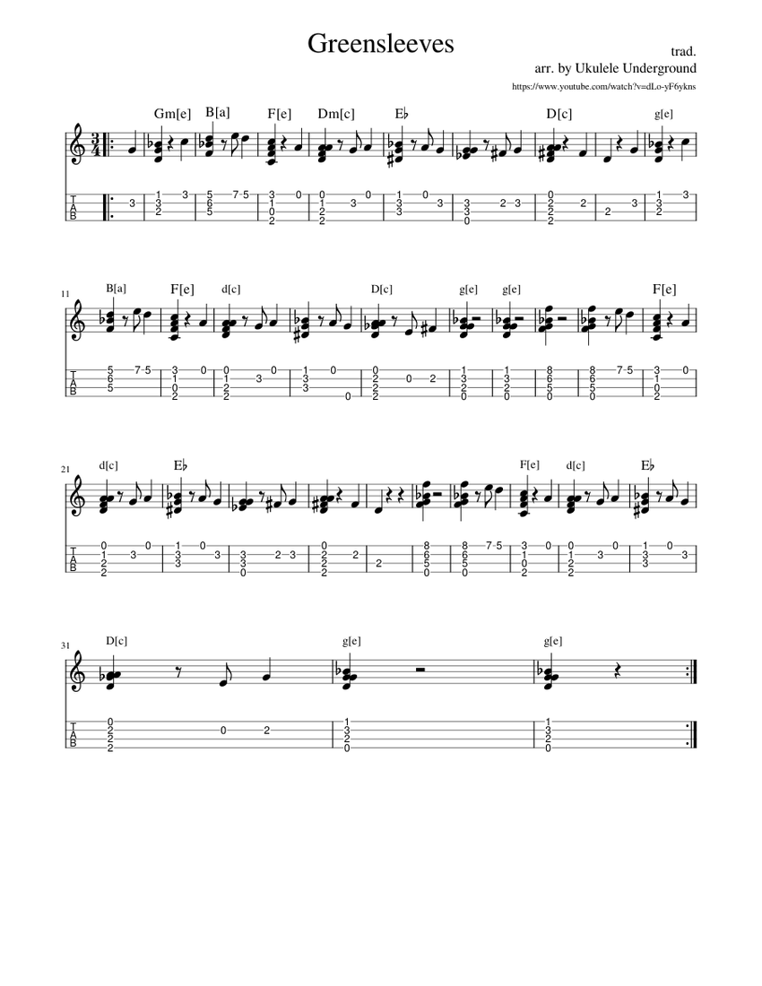 greensleeves Sheet music for Guitar Download free in PDF or MIDI