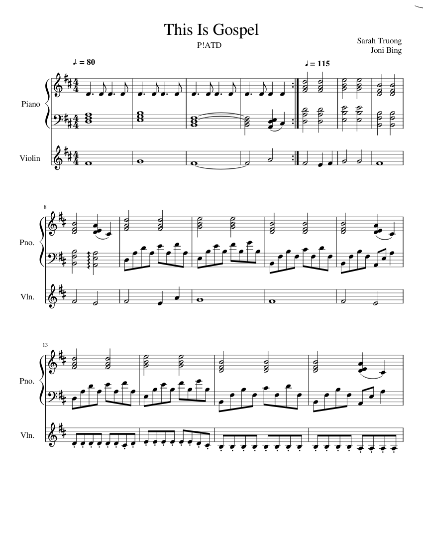 This Is Gospel Sheet music for Piano, Violin (Solo) | Musescore.com