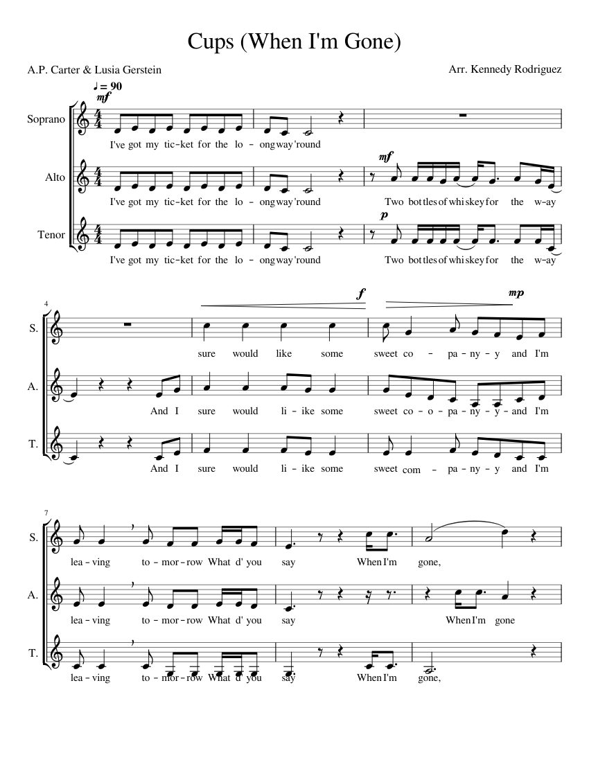 Cups (When I'm Gone) Sheet music for Voice Download free in PDF or
