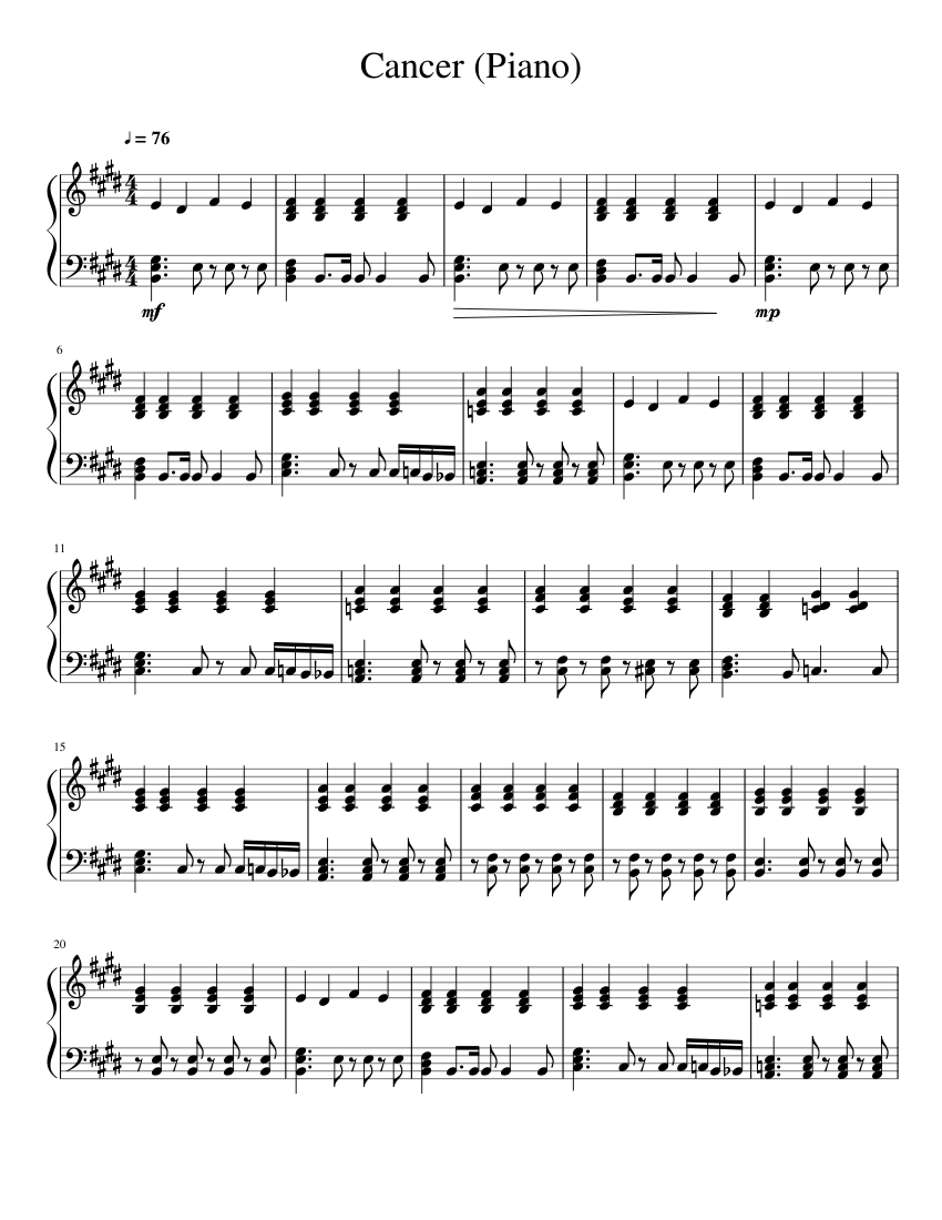 Cancer (Piano) sheet music for Piano download free in PDF or MIDI