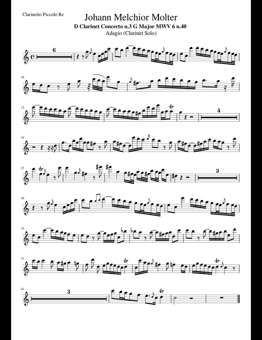 Re Johann Melchior Molter Concerto N 3 in G major