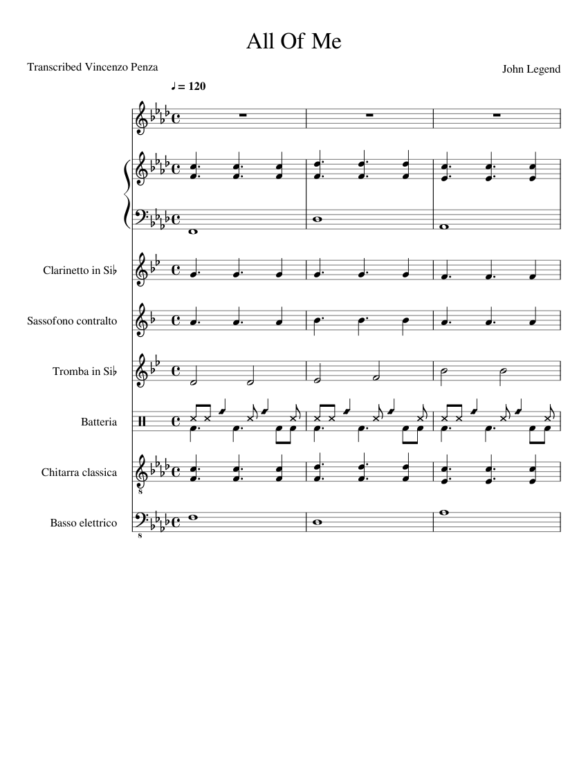 All Of Me Sheet music for Piano, Trumpet (In B Flat), Drum Group, Clarinet (In B Flat) & more ...