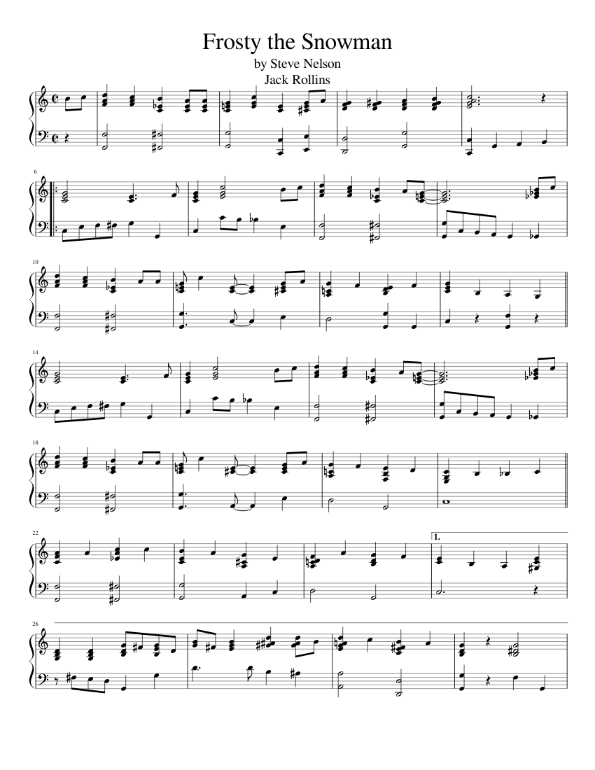 Frosty the Snowman Sheet music for Piano | Download free in PDF or MIDI