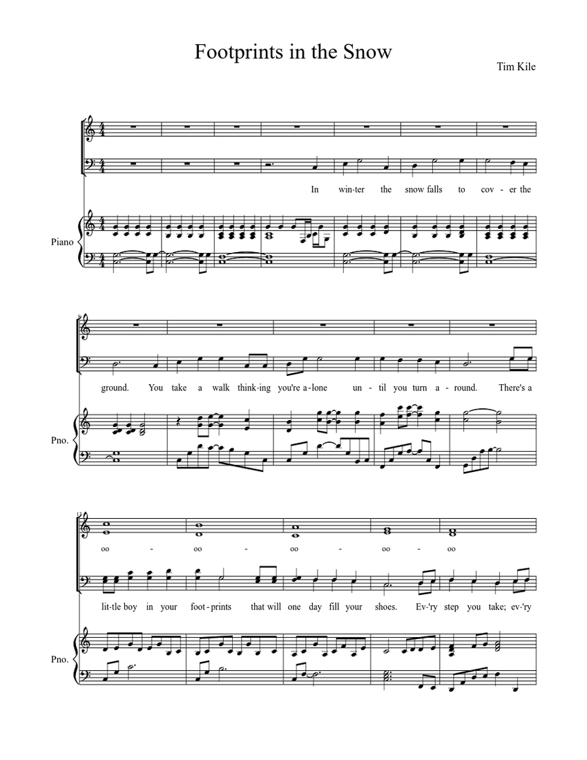 Footprints in the Snow Sheet music for Piano, Voice Download free in
