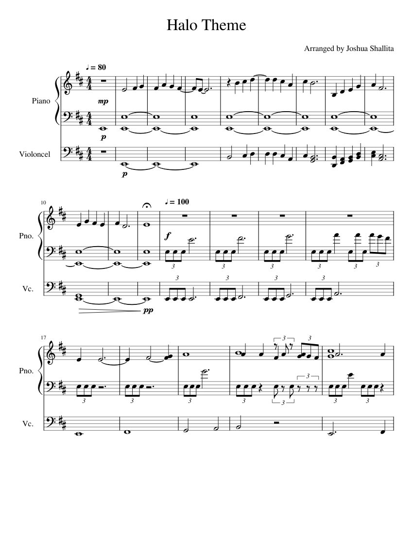 Halo Theme 2.0 Sheet music for Piano, Cello (Solo) | Musescore.com