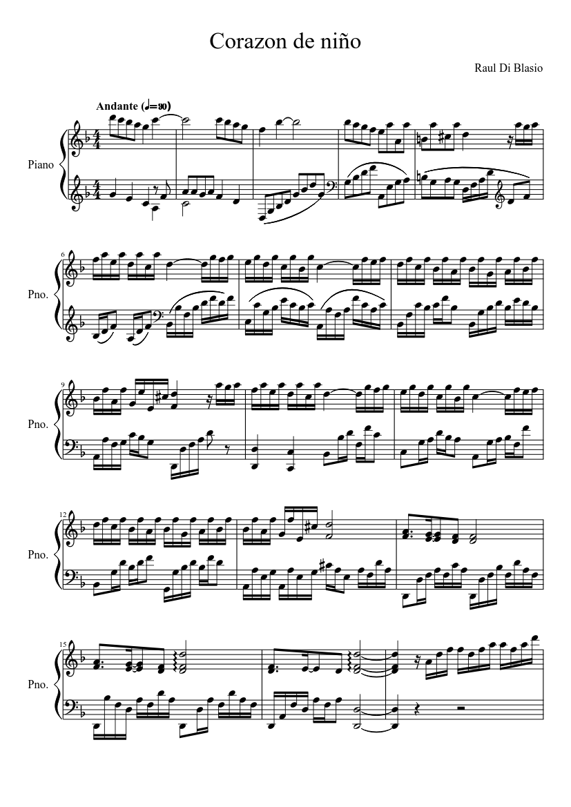Corazon de niño sheet music download free in PDF or MIDI