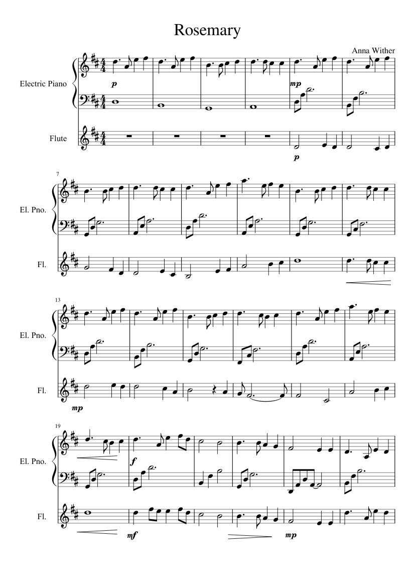 Rosemary sheet music for Piano, Flute download free in PDF or MIDI