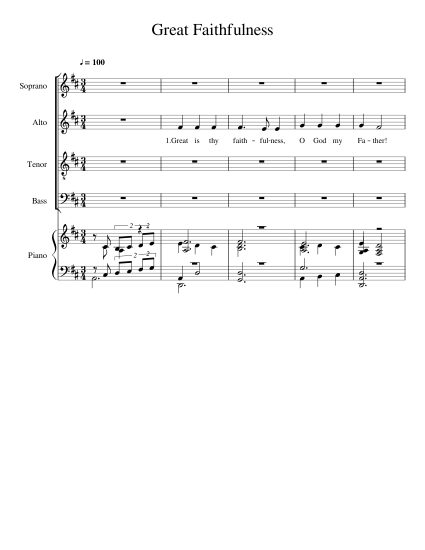 Great is Thy Faithfulness sheet music for Piano, Voice download free in