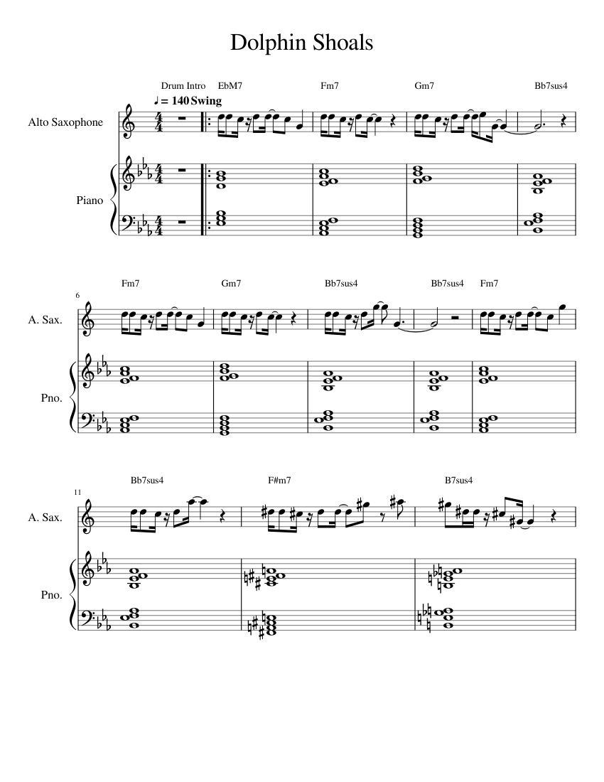 Dolphin Shoals Sheet music for Piano, Alto Saxophone Download free in