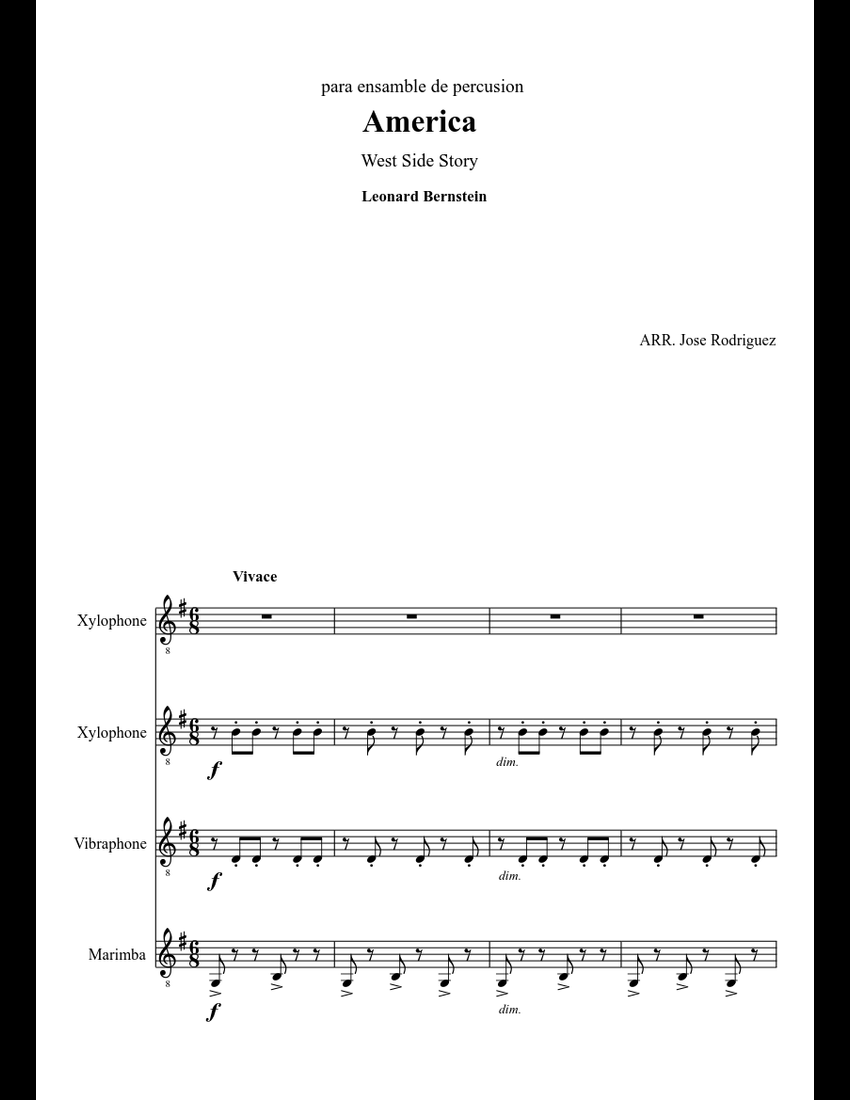 west side story sheet music for Percussion download free in PDF or MIDI