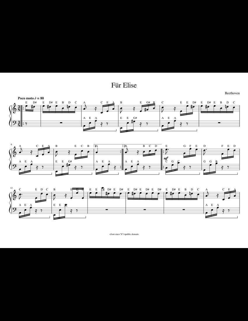Fur_Elise sheet music for Piano download free in PDF or MIDI