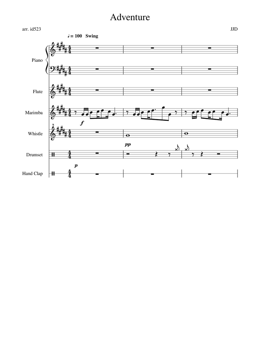 Adventure By Jjd Ncs Release Sheet Music For Piano Flute Percussion Other Woodwinds Download Free In Pdf Or Midi Musescore Com