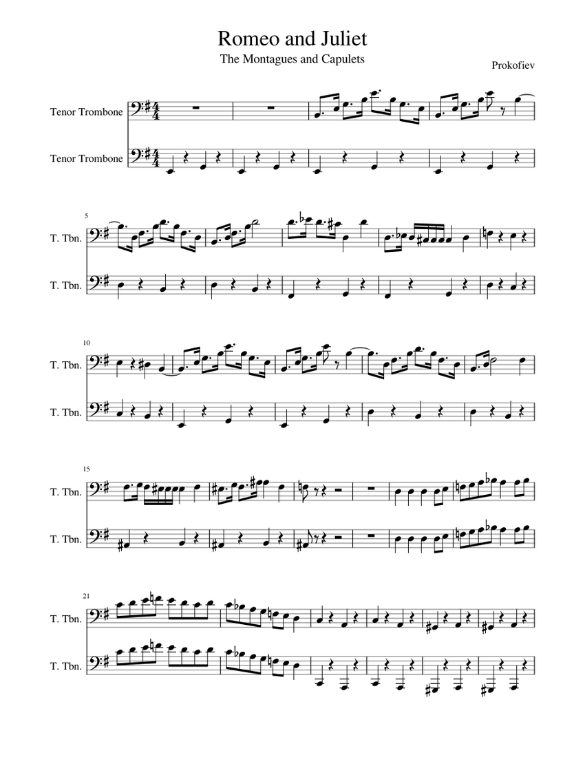 Romeo and Juliet Sheet music for Trombone | Download free in PDF or ...