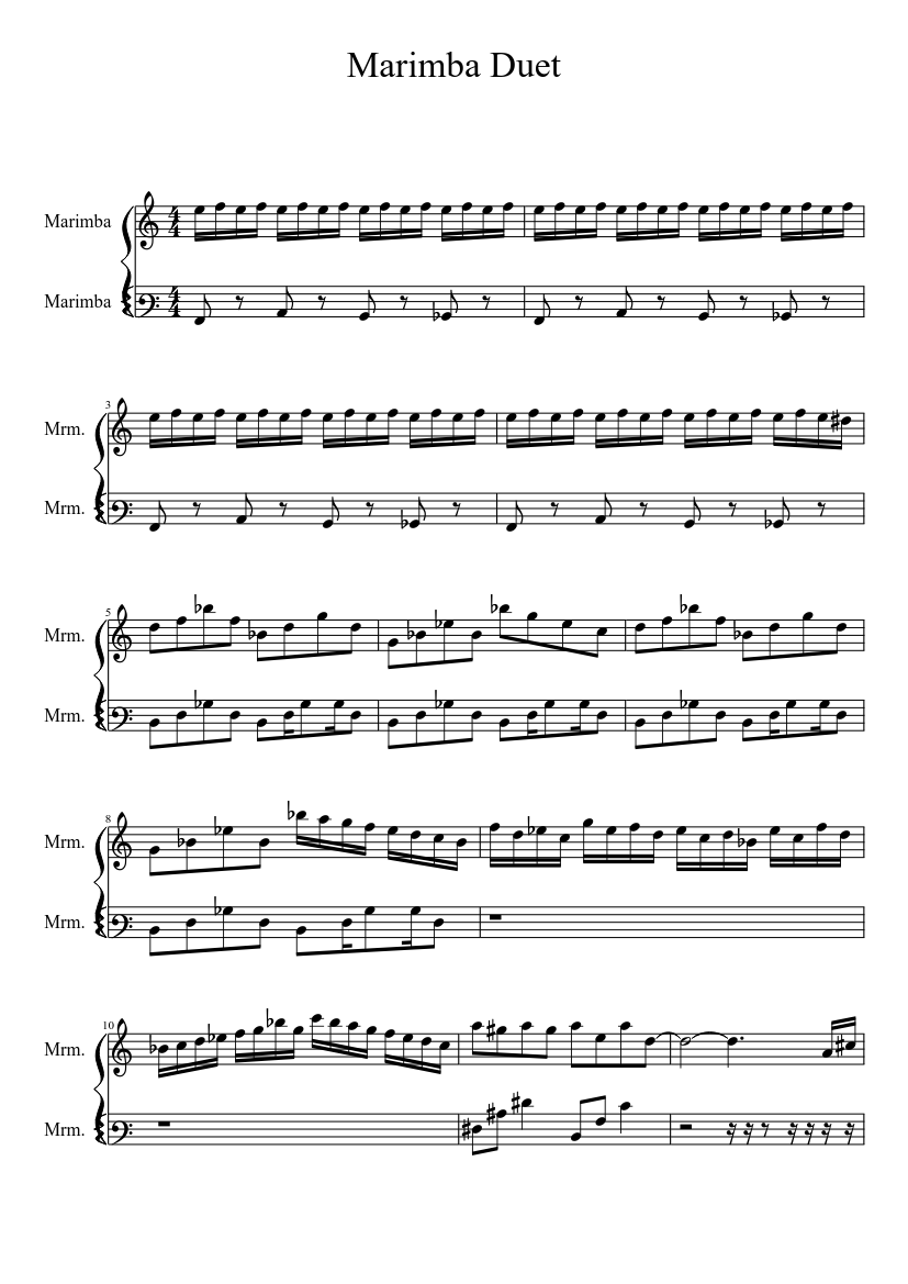 Marimba Duet sheet music download free in PDF or MIDI