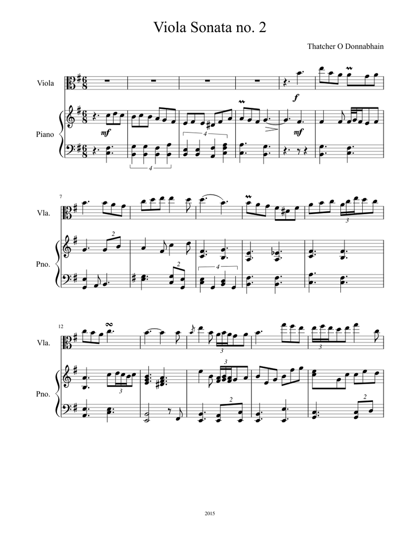 Piece for sola Viola Sheet music for Piano, Viola (Solo) | Musescore.com