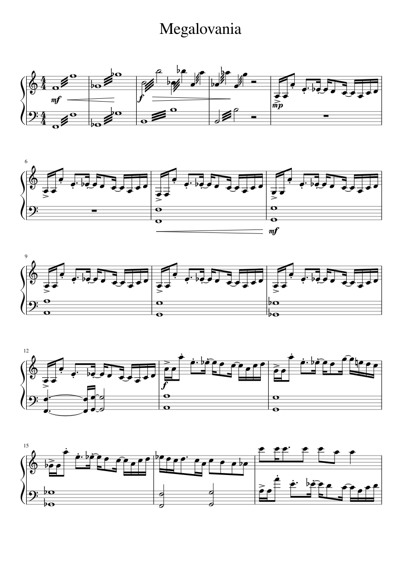 Megalovania Homestuck Sheet Music For Piano Download Free In Pdf Or Midi Musescore Com