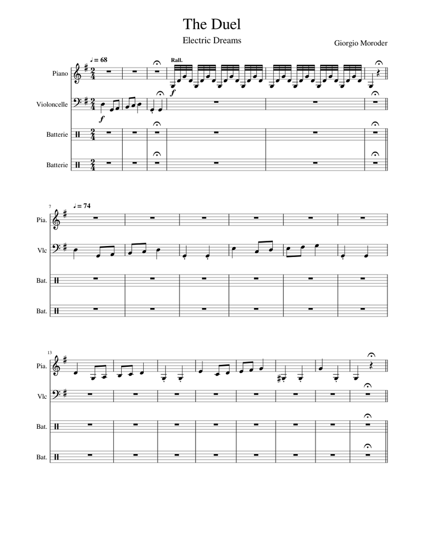Moroder The Duel (Electric Dreams) Sheet music for Piano