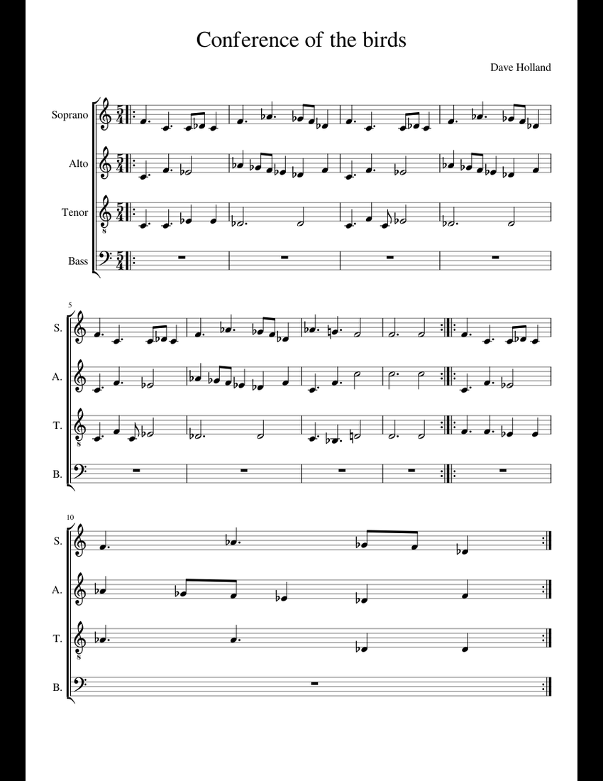 Conference of the birds (Dave Holland) sheet music for Voice