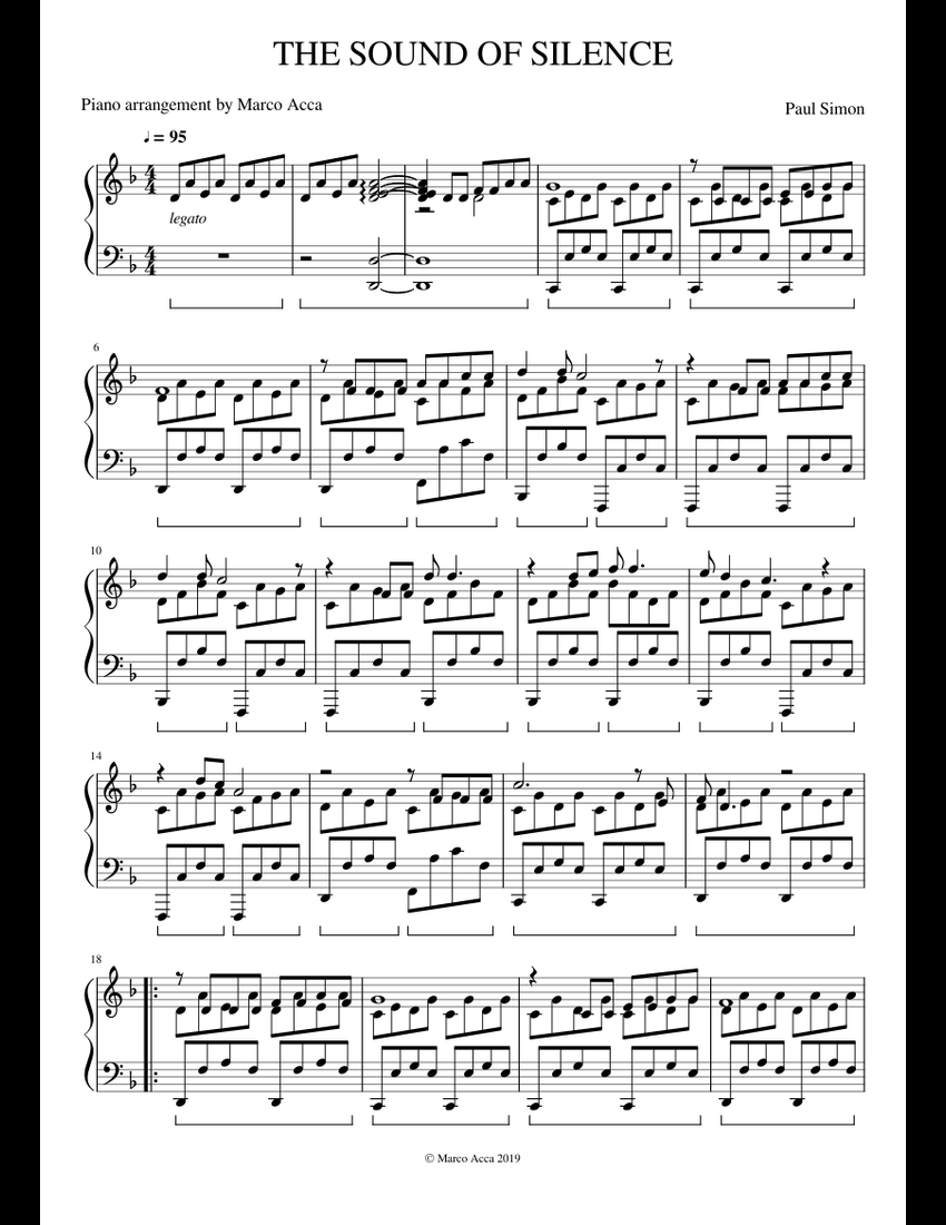 THE SOUND OF SILENCE sheet music for Piano download free in PDF or MIDI