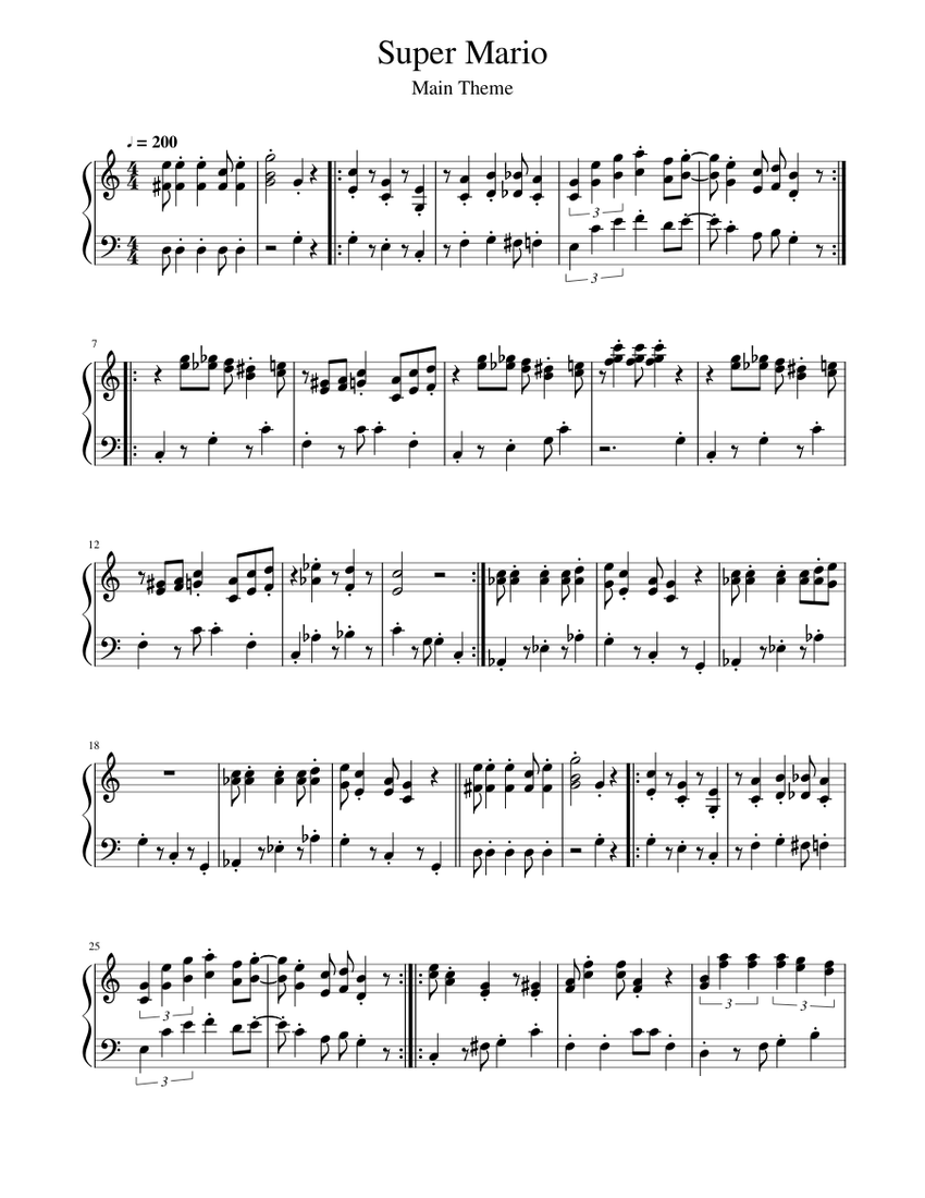 Super Mario Sheet music for Piano | Download free in PDF or MIDI