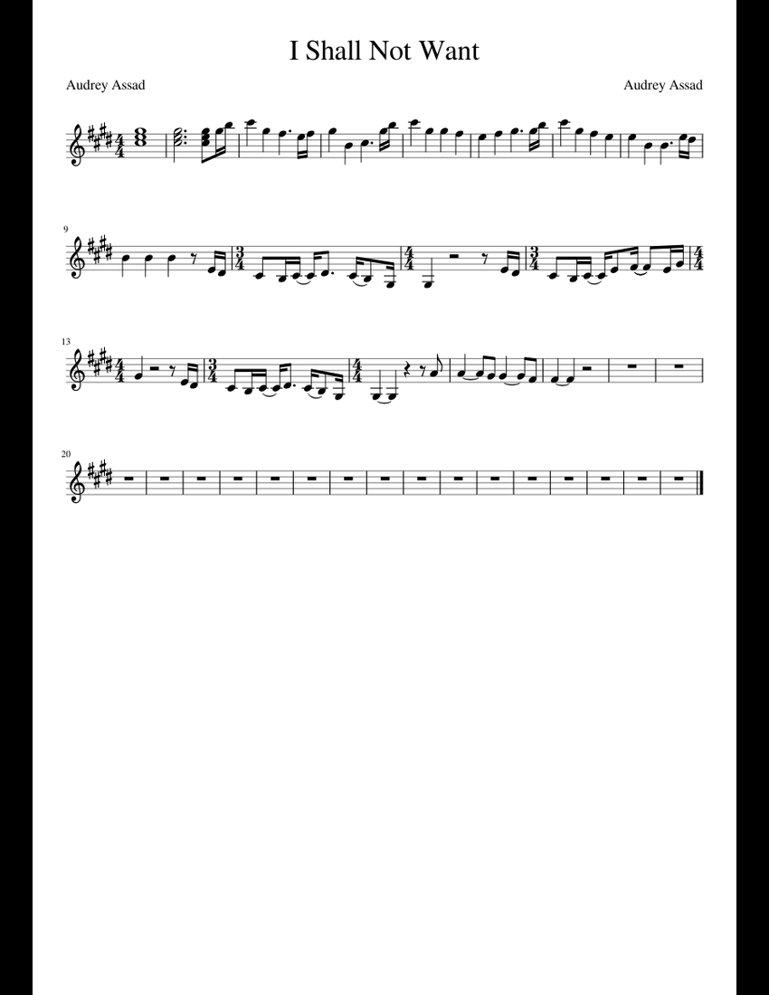 I Shall Not Want sheet music for Piano download free in