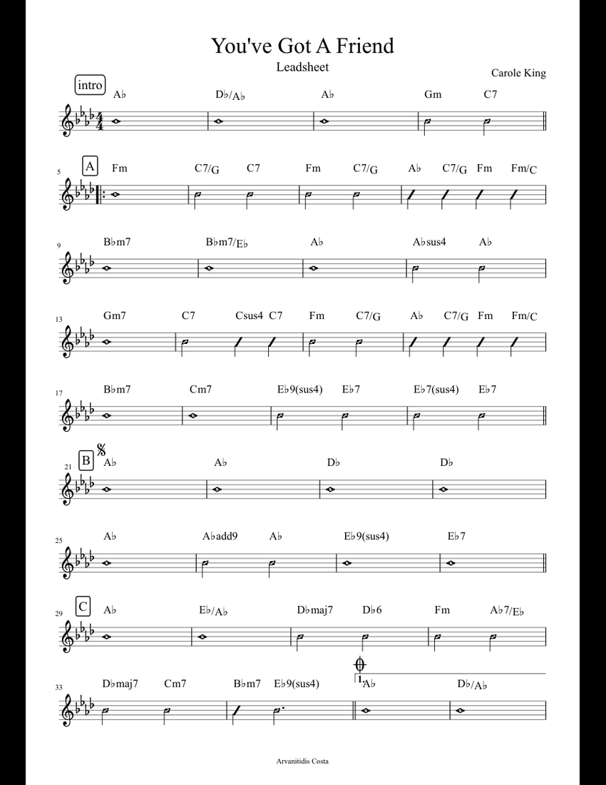 You've got a friend-Carole King sheet music download free in PDF or MIDI