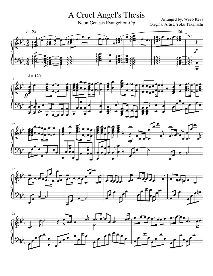 a cruel angel's thesis musescore