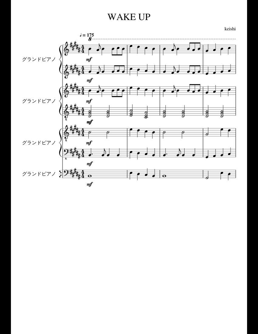 WAKE UP piano sheet music for Piano download free in PDF or MIDI