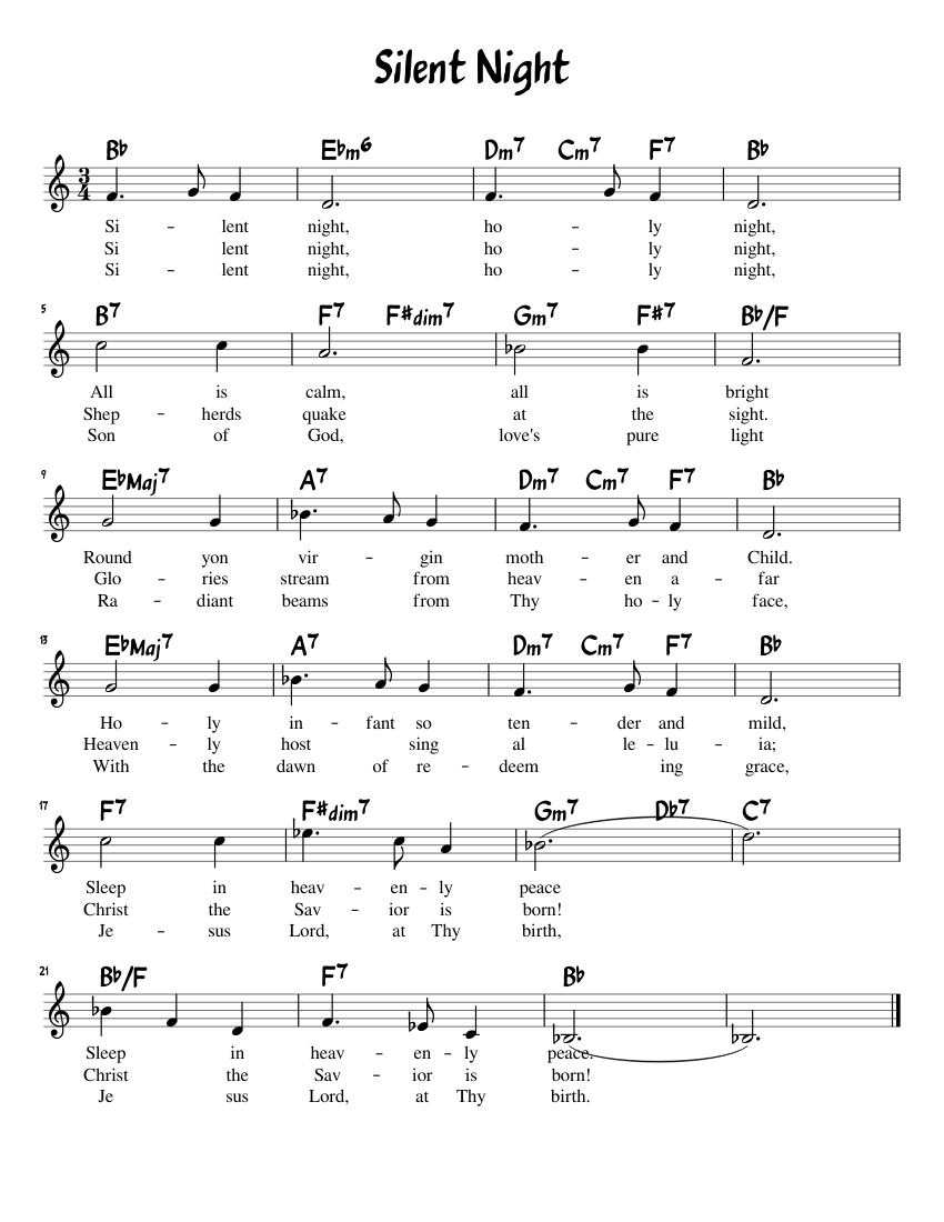 Silent Night sheet music for Piano download free in PDF or MIDI