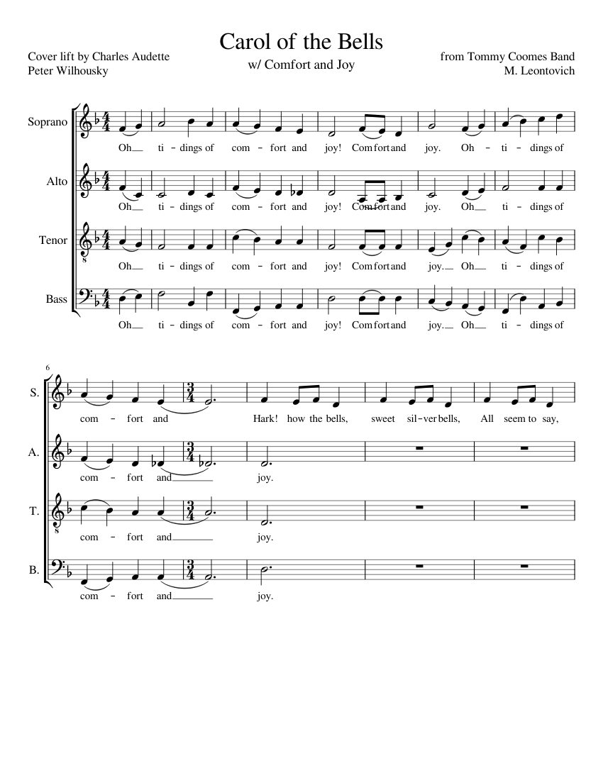 Carol of the Bells Sheet music for Soprano, Tenor, Alto, Bass (Choral) | Musescore.com
