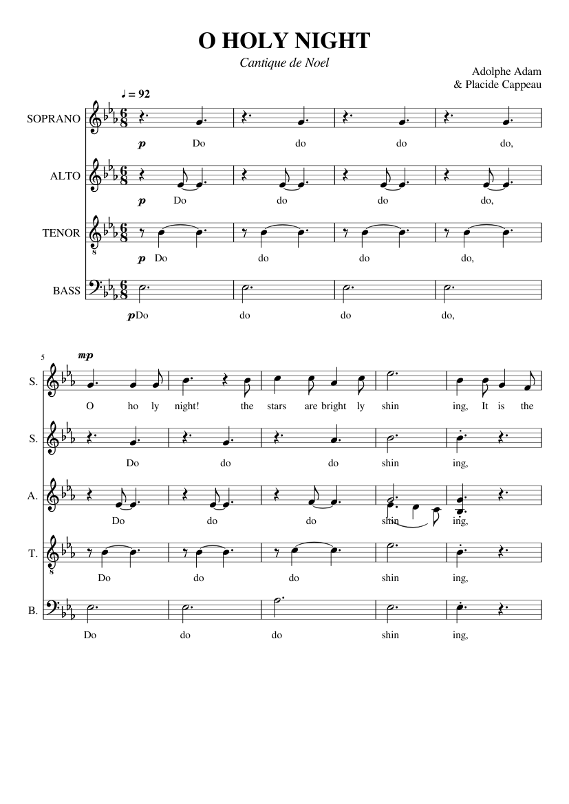 O Holy Night - SATB sheet music for Voice download free in PDF or MIDI