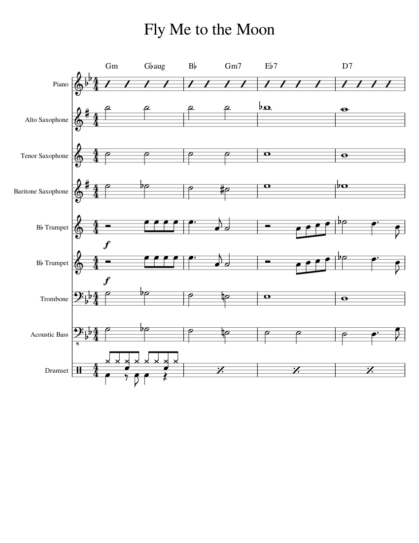 Fly Me to the Moon Sheet music for Piano, Alto Saxophone, Tenor