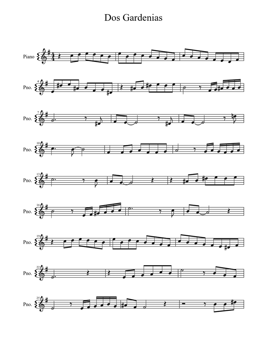 Dos Gardenias Sheet music for Piano | Download free in PDF or MIDI