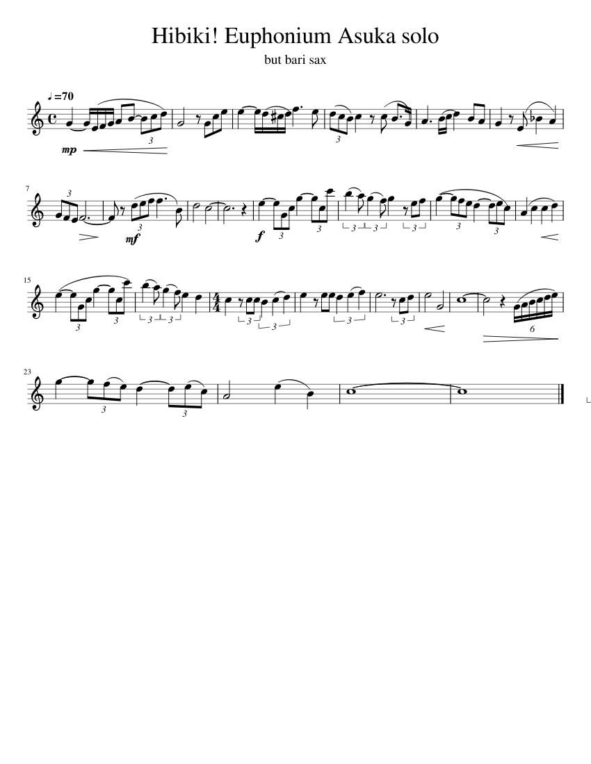 Sound! Euphonium solo but for bari sax Sheet music for Saxophone