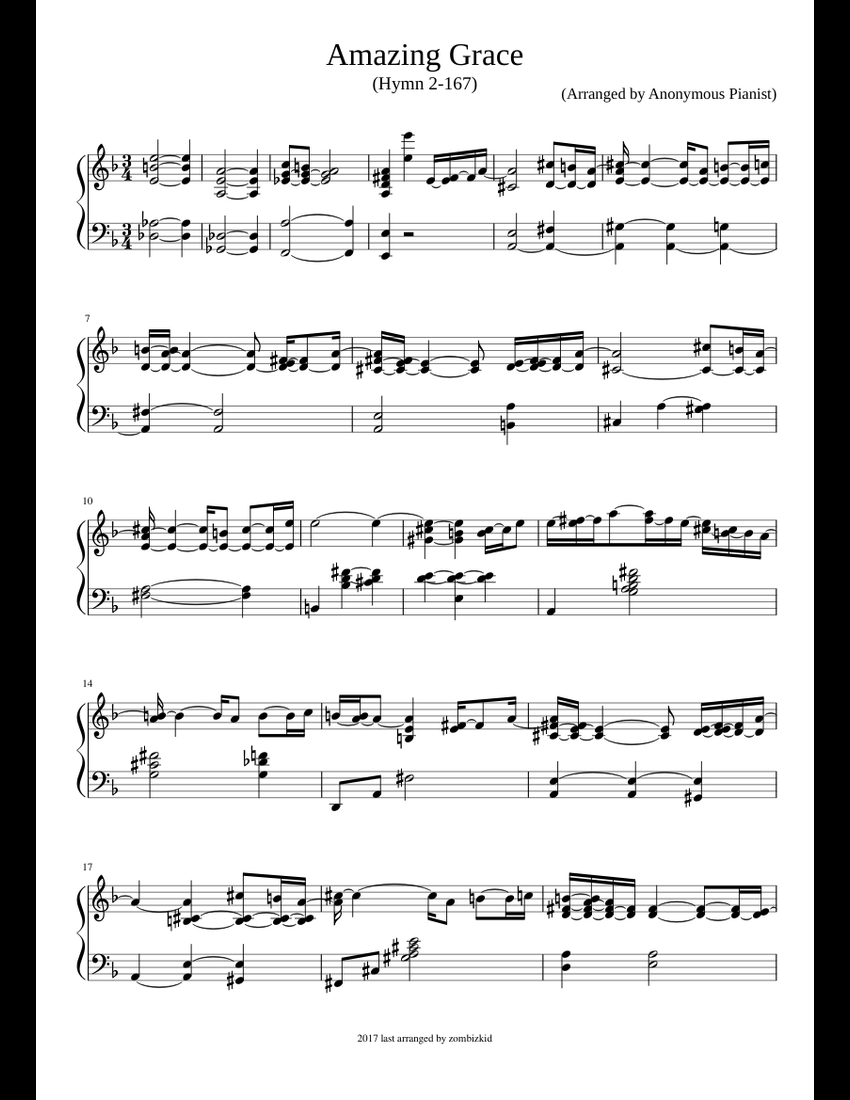 Amazing Grace sheet music for Piano download free in PDF or MIDI