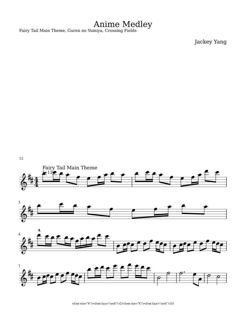 Anime Medley Sheet music for Voice | Download free in PDF ...
