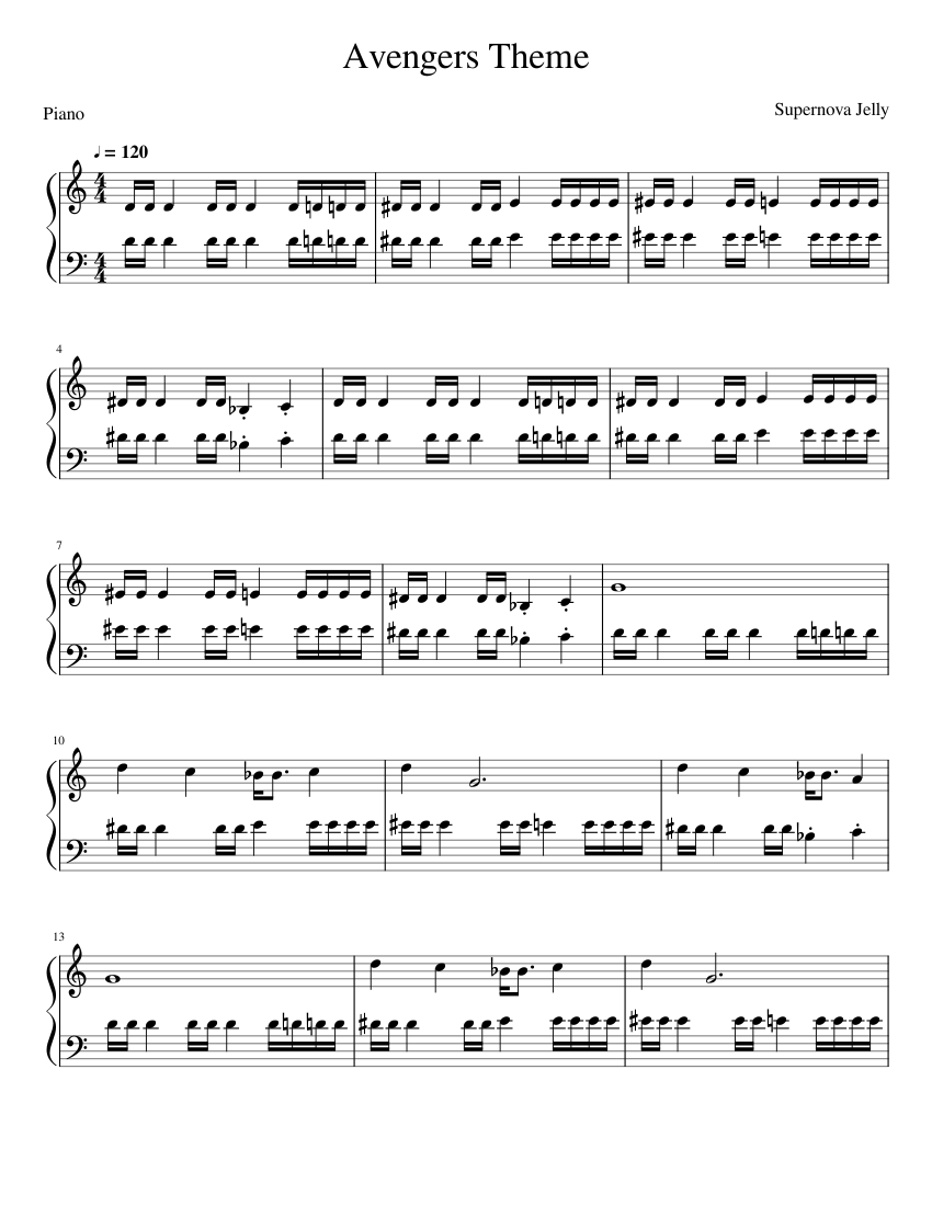 Avengers Theme sheet music for Piano download free in PDF or MIDI