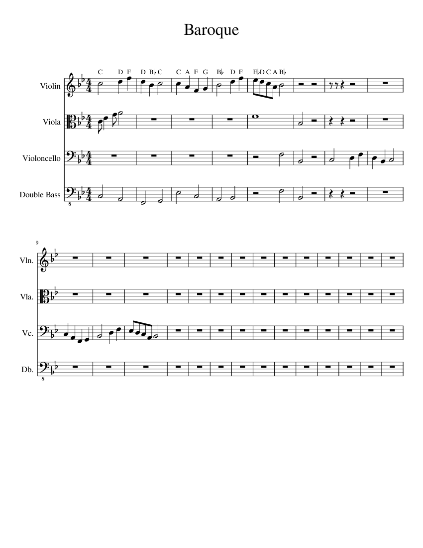 Baroque Sheet music for Violin, Cello, Viola, Contrabass (Mixed Quartet ...