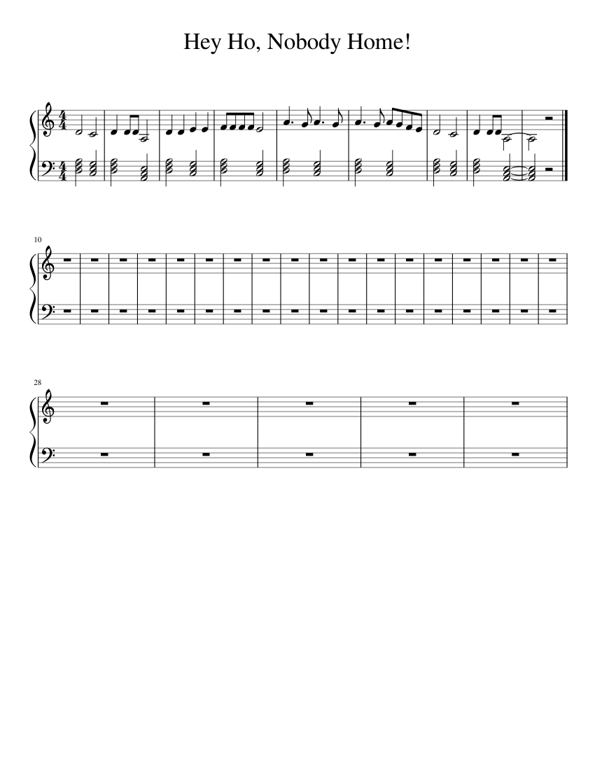 Hey Ho Nobody Home Sheet music for Piano Download free in PDF or MIDI
